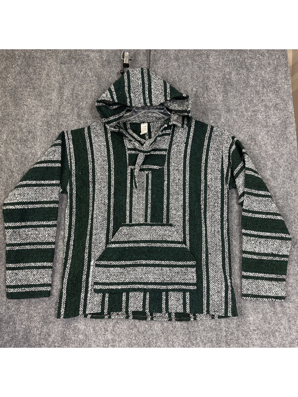 Vintage Molina Baja Mexican Woven Pullover Hoodie Front Pocket Men’s Medium